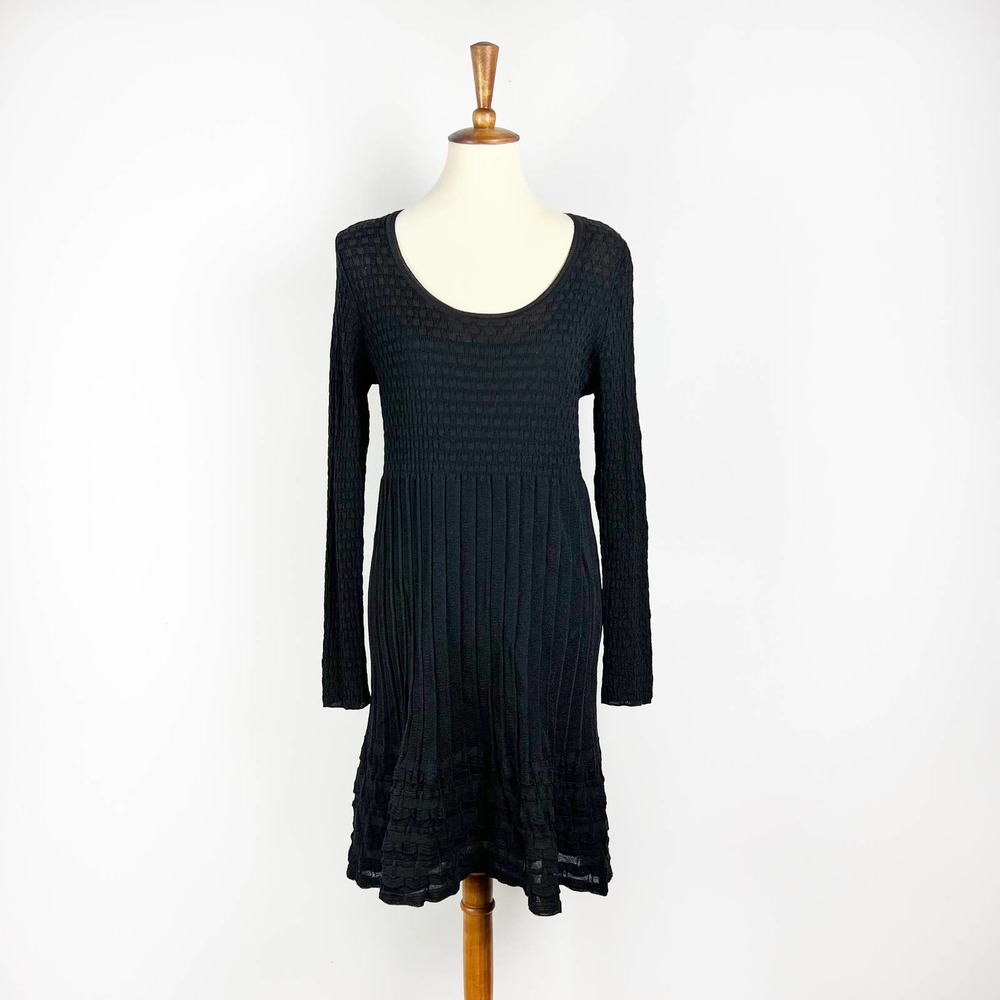 M Missoni Black Knit Long Sleeve Dress Size 10